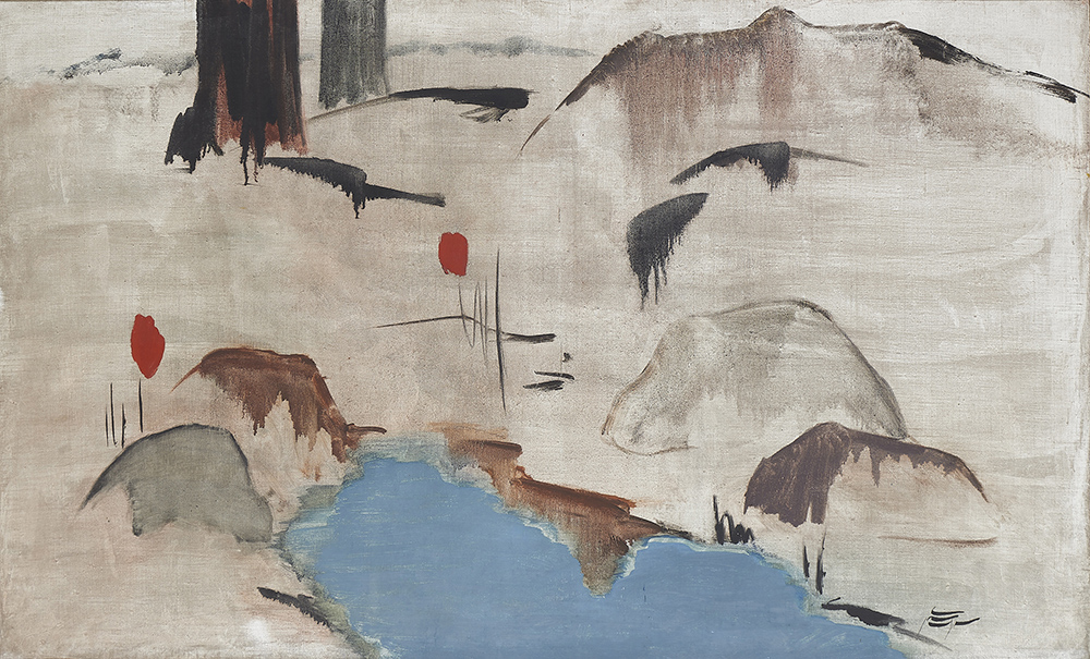 Untitled (1959),' Sohrab Sepehri, oil on canvas. Sold for $432,500 at the 17th Tehran Auction.